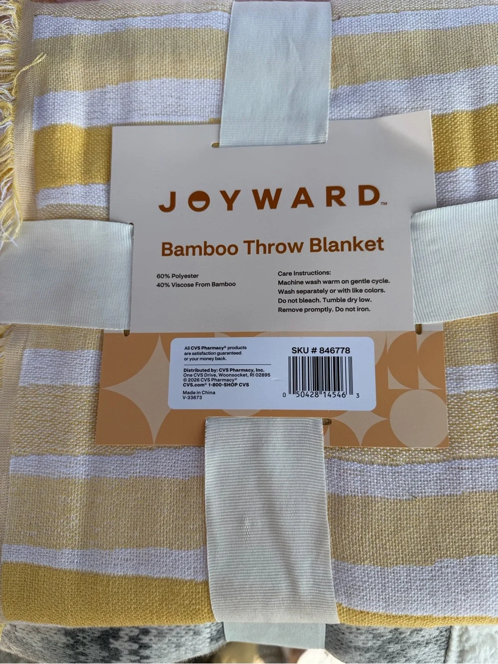 Yellow & White Bamboo Throw Blanket – Soft Fringe Throw